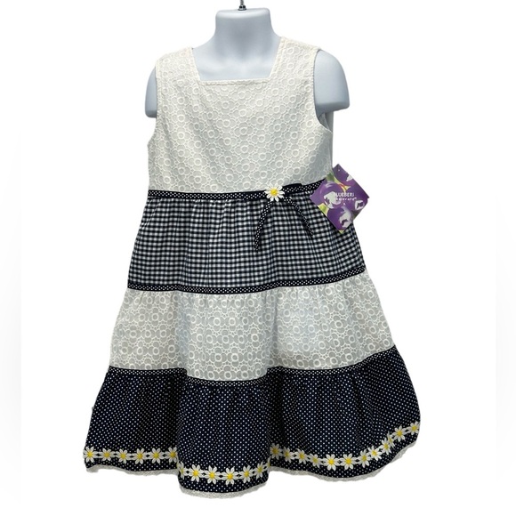 Blueberi Boulevard Other - Blueberi Boulevard Sleeveless Plaid Sun Dress - Navy Blue White - size 6X